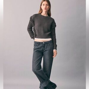 Mango Fringe Chunky Knit Sweater